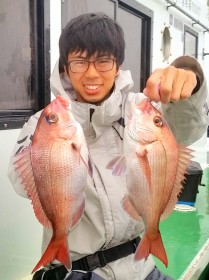 阿部さん、テンヤ初挑戦ながら見事な腕前♪3枚GET(^O^)